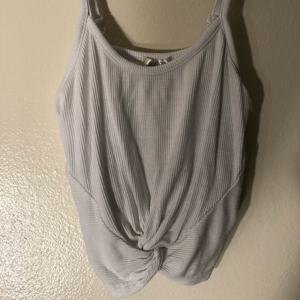 Super cropped- white tie tank top